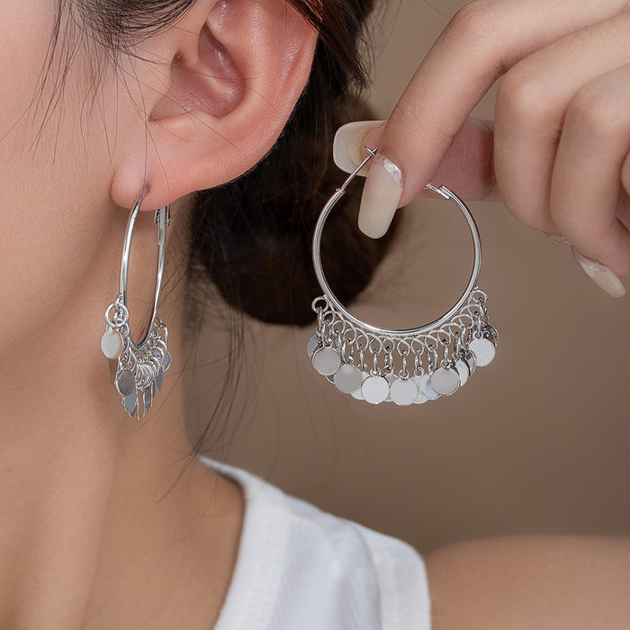 Wholesale Retro Bohemian Long Tassel Drop Earrings Heavy Industry Creative Ethnic Style Diamond-Encrusted High-End Earrings