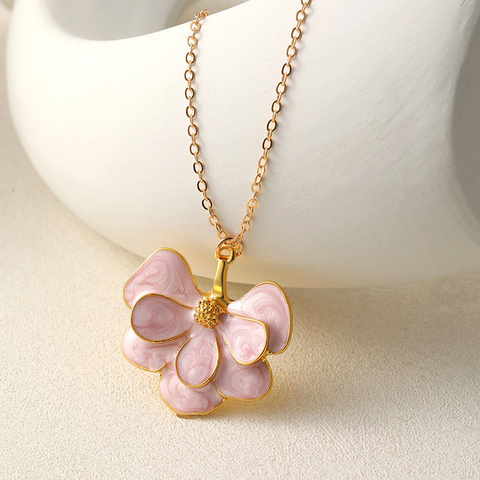 Wholesale Drip oil flower necklace, fashionable retro petal collarbone chain with accessories