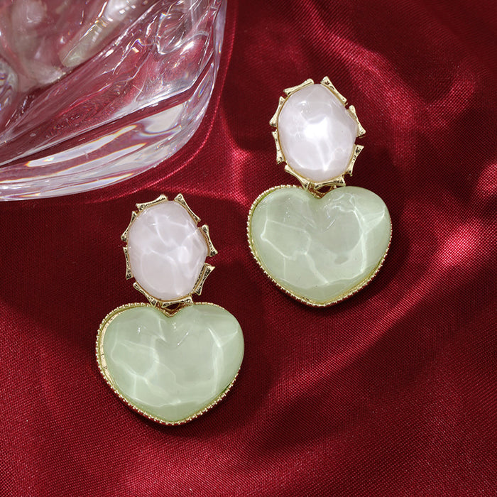 Wholesale Blue contrasting water ripple heart design earrings