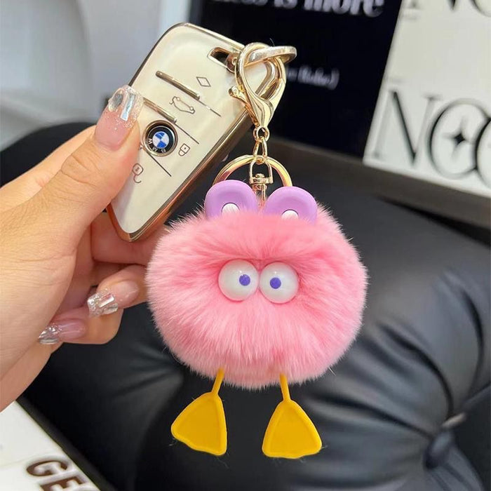 Wholesale Cute little furry ball car keychain pendant plush book bag pendant