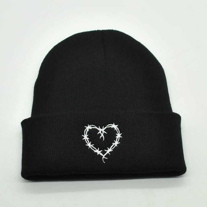 Wholesale Autumn and Winter Acrylic Love Embroidery Knitted Beanie JDC-FH-PeiN014