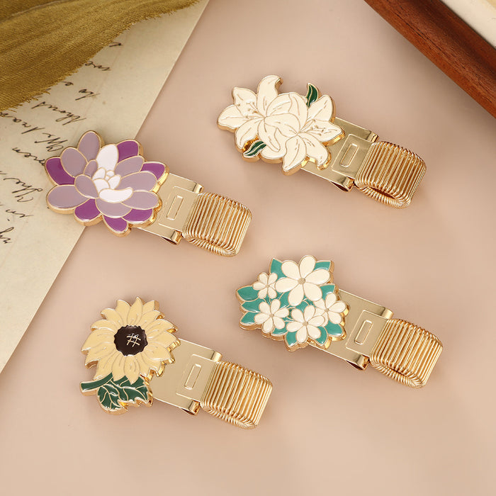 Wholesale Metal Pen Clip with Spring Flower Design Notebook Accessory MOQ≥5