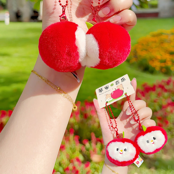 Wholesale Half Apple Plush Pendant Couple Keychain