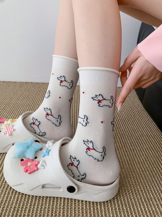 Wholesale Cartoon tube socks, cute pile socks, mesh breathable lace socks