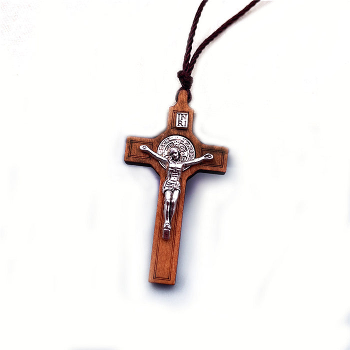 Wholesale Wooden metal cross necklace jewelry, unisex popular jewelry