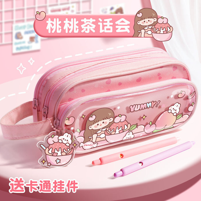 Wholesale Cute Style Pencil Case Double-layer Hat Design Multi-layer Storage for School