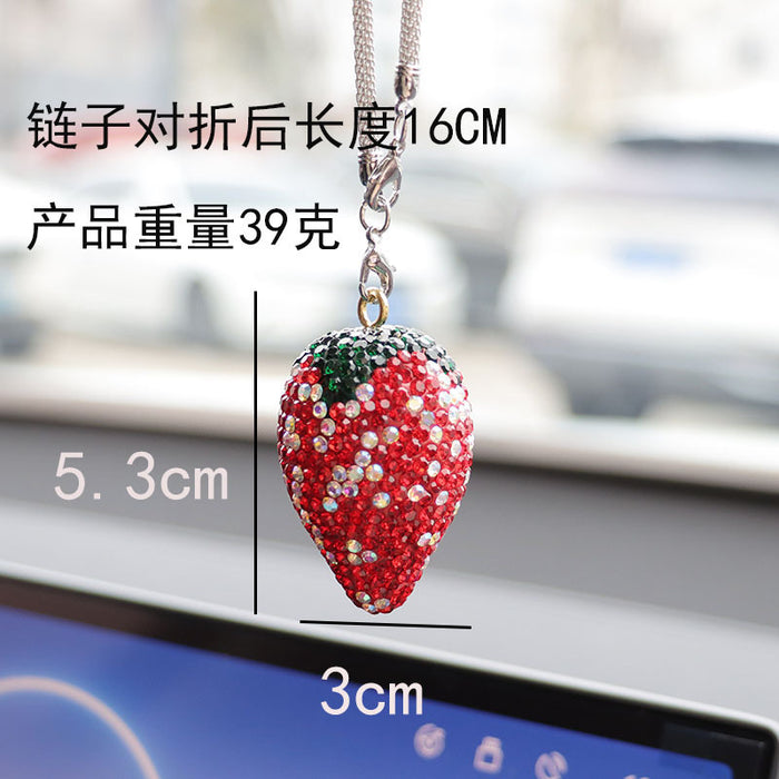 Wholesale Crystal Cherry Strawberry Car Charm Pendant Trendy Car Key Accessory