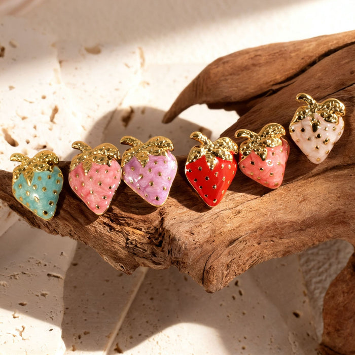 Wholesale strawberry stud earrings gold stud earrings