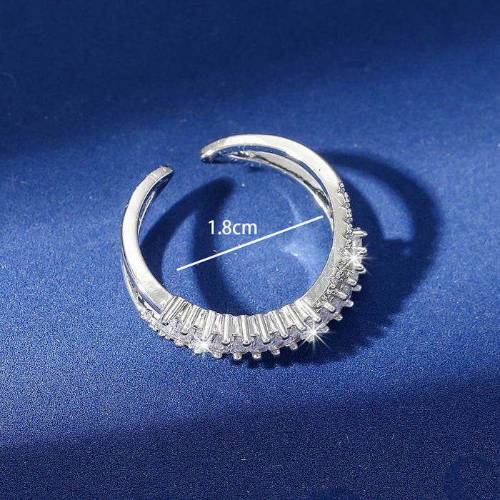 Wholesale Women's niche ring design, light luxury cross diamond zircon open ring, versatile ring