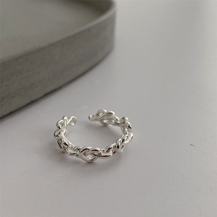 Wholesale Pure silver heart-shaped open ring, simple and luxurious index finger ring and bracelet