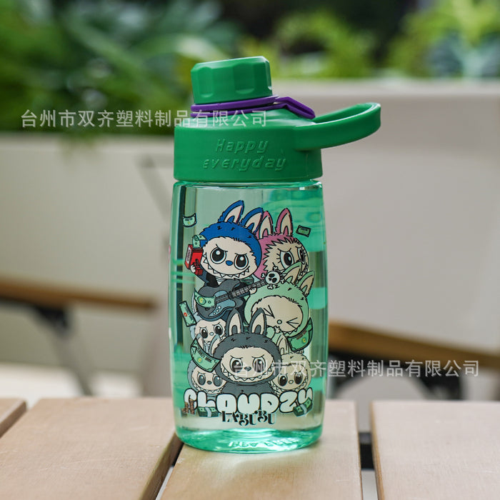 Wholesale Cartoon Pattern Transparent Plastic Cup Large-Capacity Water Cup,  Anti-Fall Cup,  Direct Drinking Rope,  Portable Cup