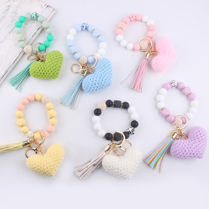Wholesale Cartoon Love Bracelet Beaded  Keychain