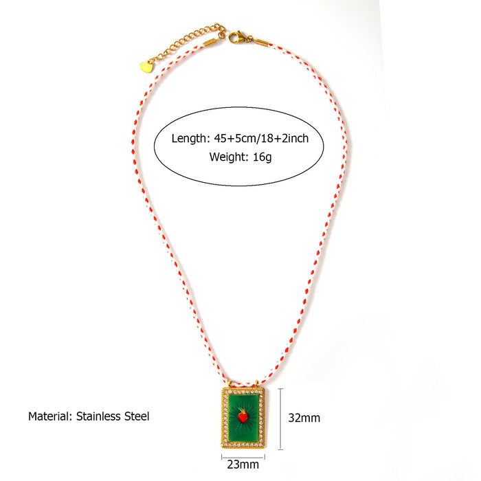 Wholesale Wholesale of Artistic Stainless Steel Colorful Dripping Oil Dafang Brand Cotton Rope Necklace