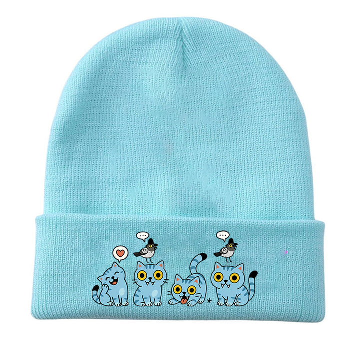 Wholesale Stylish knitted hat rolled brim and printed knit