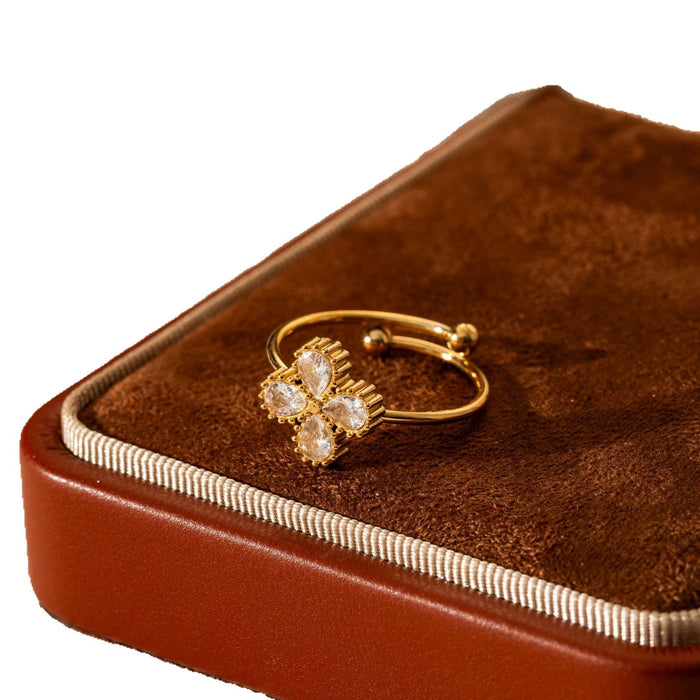 Wholesale Titanium steel ring does not fade, simple diamond inlaid stainless steel tail ring, fashionable and trendy accessory