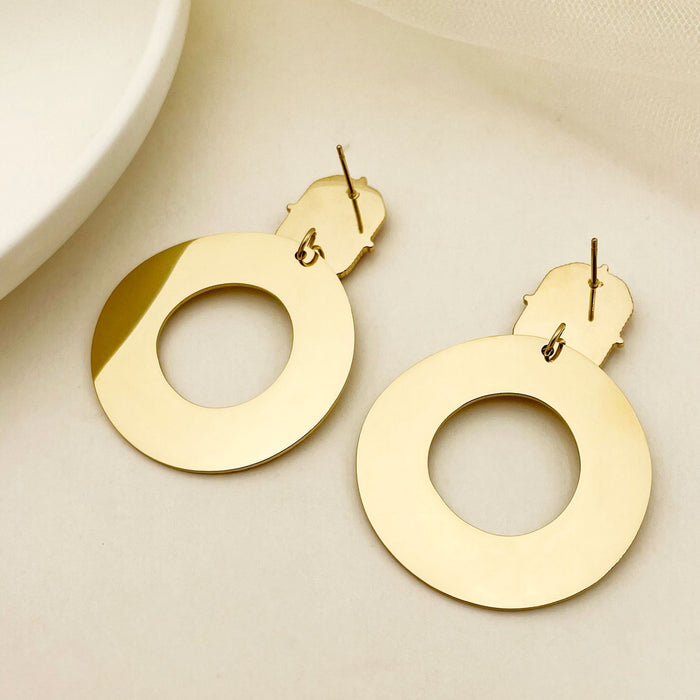 Wholesale all-match metal round stainless steel earrings drop earrings