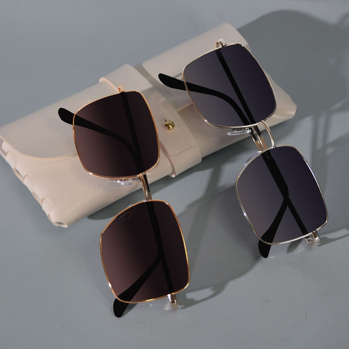 Wholesale Sunglasses with high-end feel, travel sunshade, UV protection, square frame, metal sunglasses