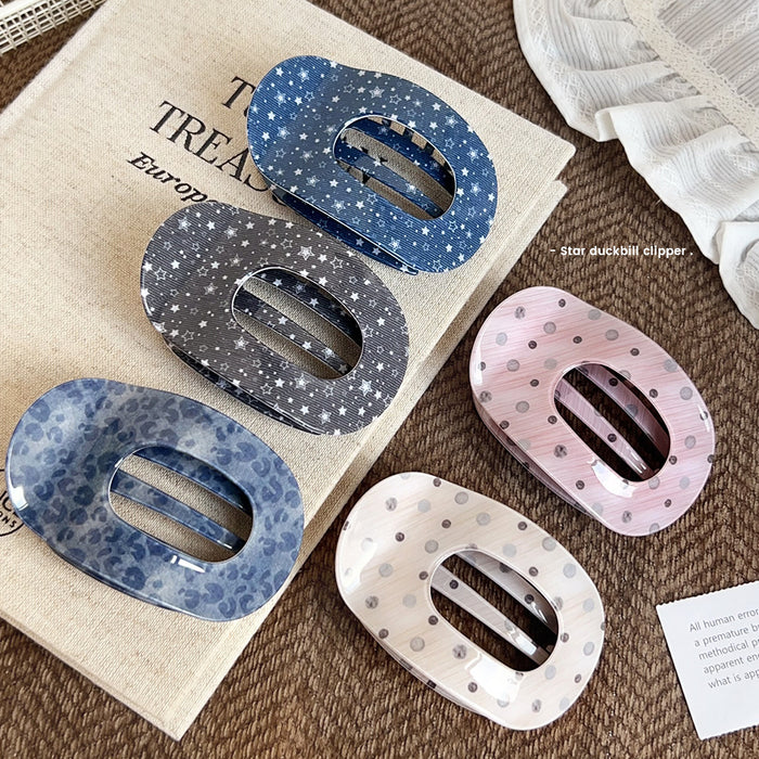 Wholesale PVC Large Claw Clip Polka Dot Star Print Hollow Hair Accessory for Everyday Styling