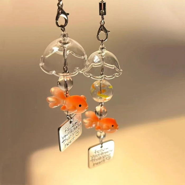 Wholesale Goldfish Dream Hand-made Beaded Pendant Small Fish Mobile Phone Chain