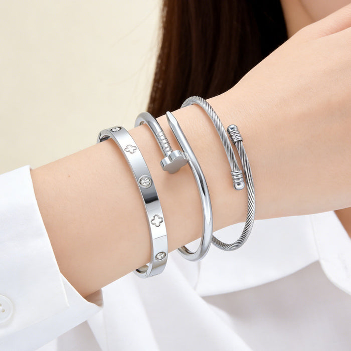 Wholesale Stainless steel bracelet set stackable bracelets