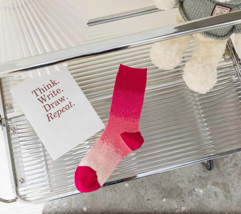 Wholesale Sock fashion designer tie dye gradient color personalized pure cotton mid tube socks