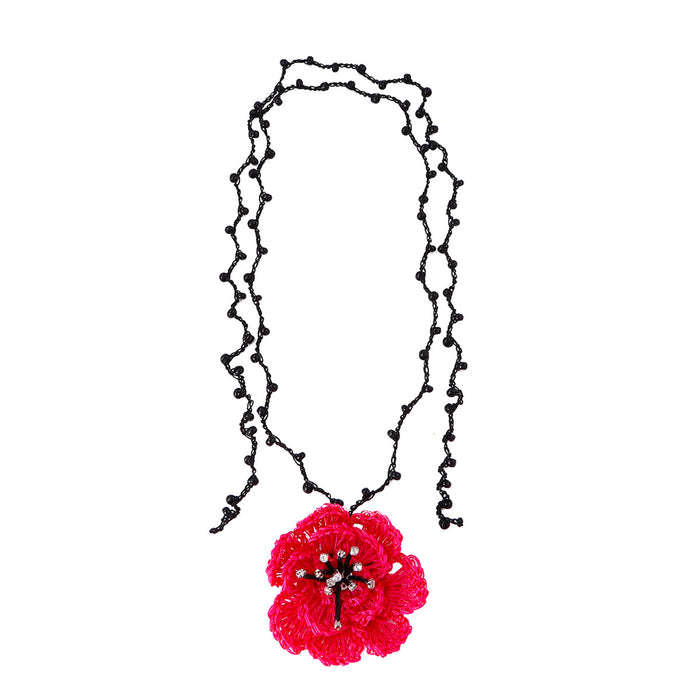 Wholesale Knitted Multi-layer Diamond Rose Flower Strap Adjustable Women's Clavicle Chain