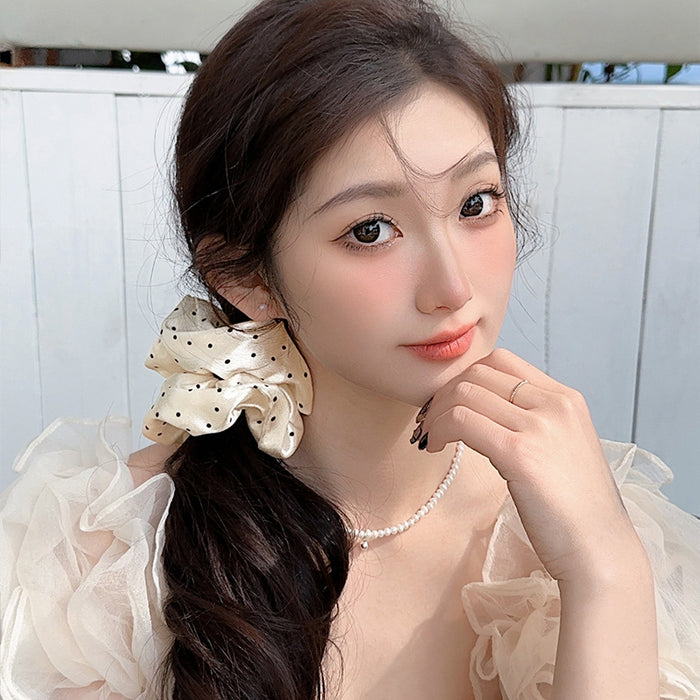 Wholesale Satin polka dot headband, high-end feeling, tied hair rope, high elasticity rubber band, meatball headband, hair accessory