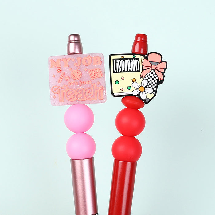 Wholesale 20pcs High color value cartoon letter silicone beads glitter loose beads diy mobile phone chain key chain material beaded pen jewelry