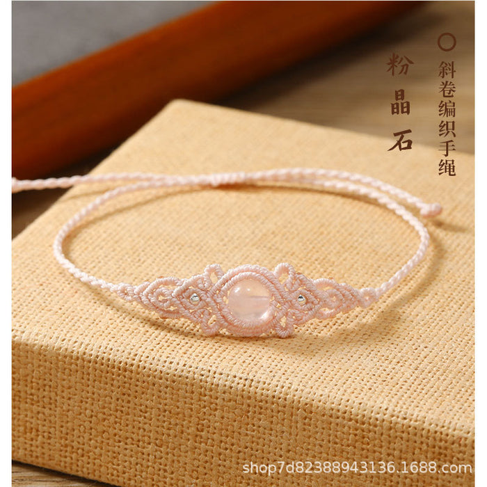 Wholesale Simple Geometric Design Handmade Natural Stone And Gold Plated Beaded Bracelet Adjustable Waxed Cord Women S Fashion Accessory Gift