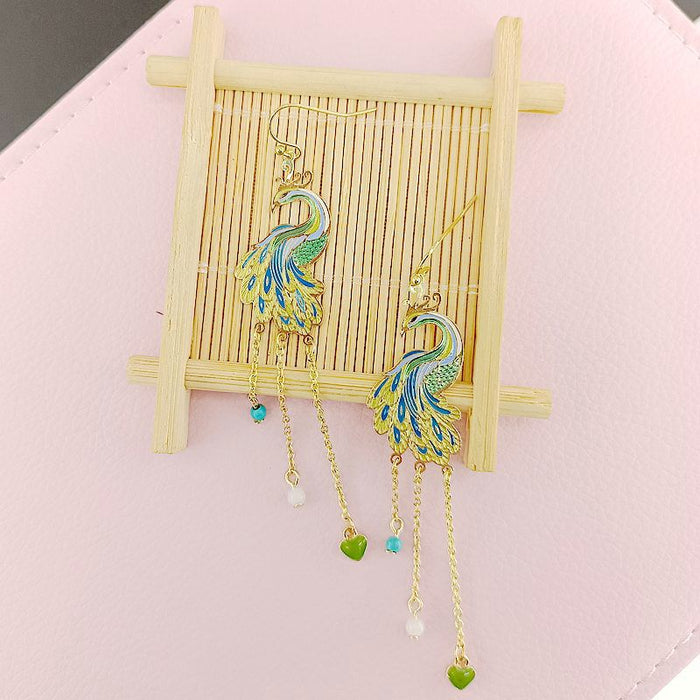 Wholesale Ethnic Style Peacock Long Earrings JDC-ES-Msy007