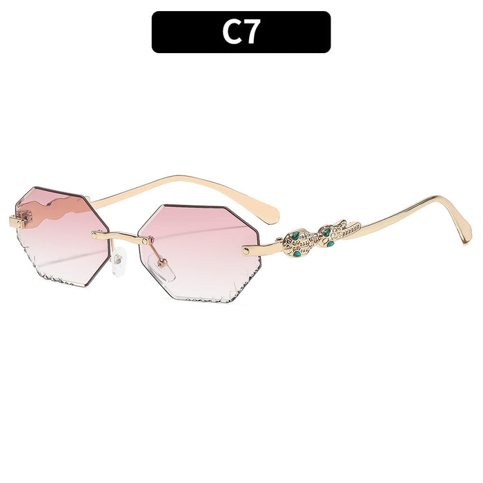 Wholesale Gold Rimless Octagonal Women' s Sunglasses - Fashion Accessory for Sun Protection and Daily Wear