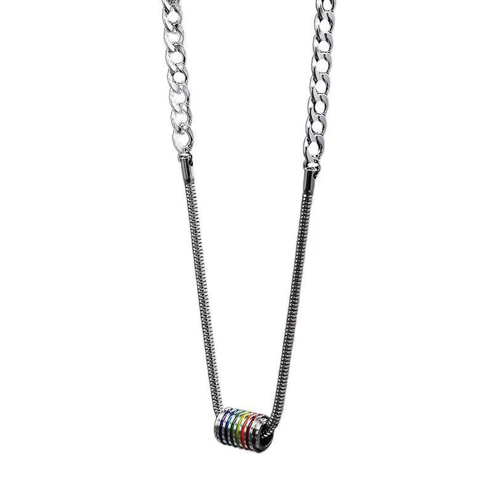 Wholesale Titanium steel necklace pendant, rotating pendant, necklace accessory, couple rainbow pendant