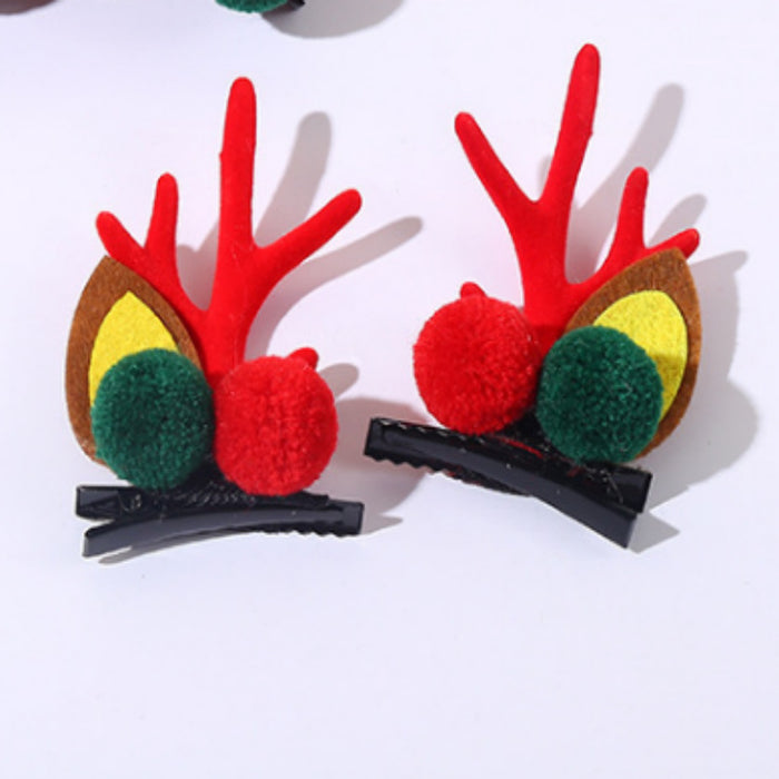 Wholesale Christmas Headdress Antlers Kidsren' s Hairpin Christmas Hairpin Hair Ball Duckbill Clip Cute Deer Bangs Hairpin