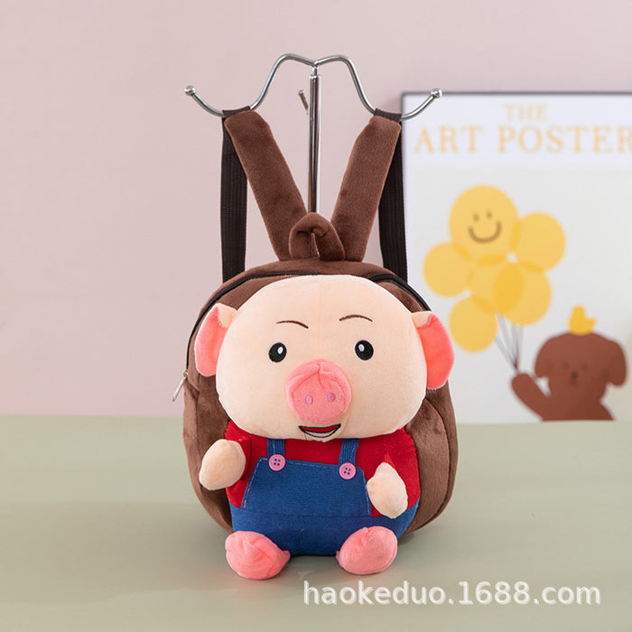 Wholesale Plush small backpack kindergarten school bag cartoon cute girl boy plush backpack