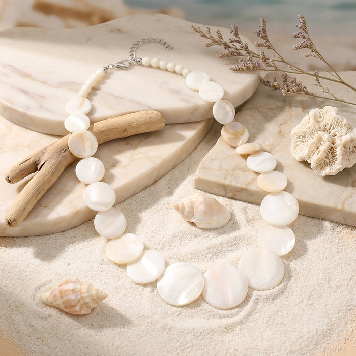 Wholesale Geometric Shell Pendant Necklace Summer Beach Style Layering Jewelry