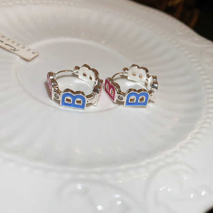 Wholesale Silver needle oil drop flower geometric earrings  summer new all-match earrings