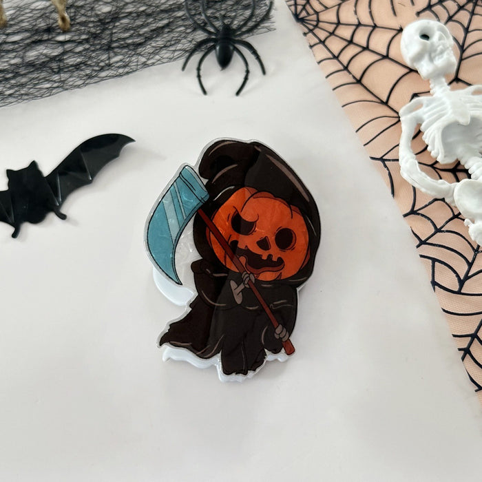 Wholesale headdress funny skull pumpkin clip witch hat ghost hairpin half-tied ponytail clip hair accessories