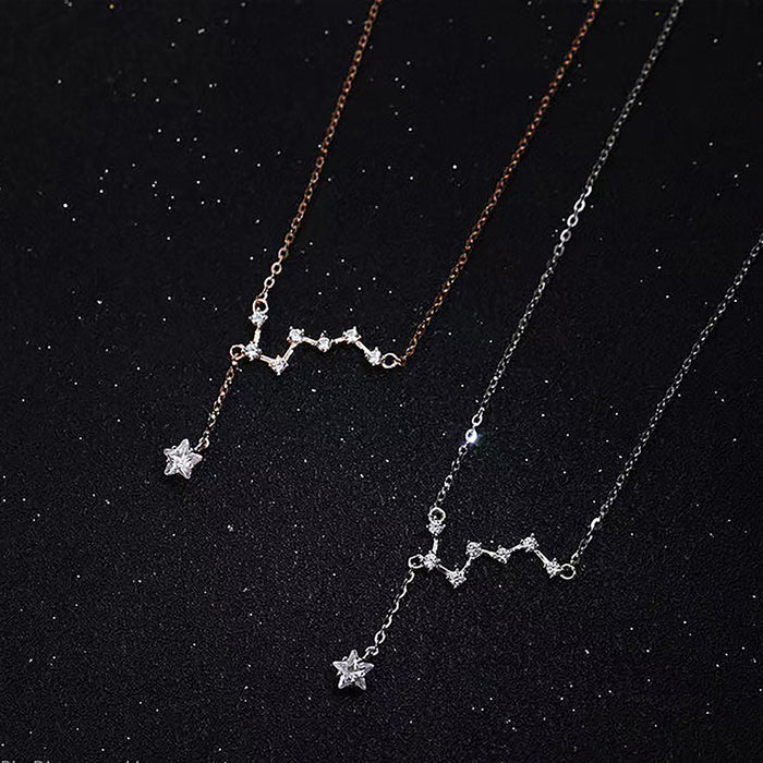 Wholesale New style of Beidou Seven Star Necklace with a light luxury and niche design, featuring simple tassel pendant and collarbone chain