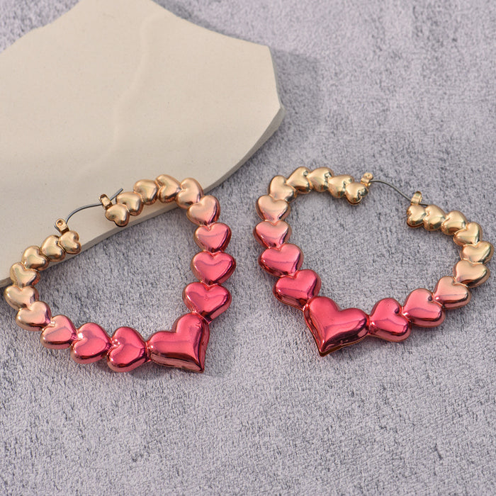 Wholesale Valentine's Day Turning Heart Circle Alloy Earrings JDC-ES-YeB002