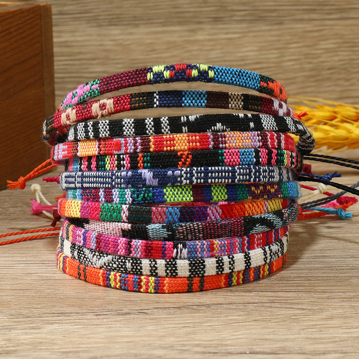 Wholesale Colorful Cotton and Linen Bohemian Fabric Bracelets for Women Hand-woven Knot Bracelets JDC-BT-XH008