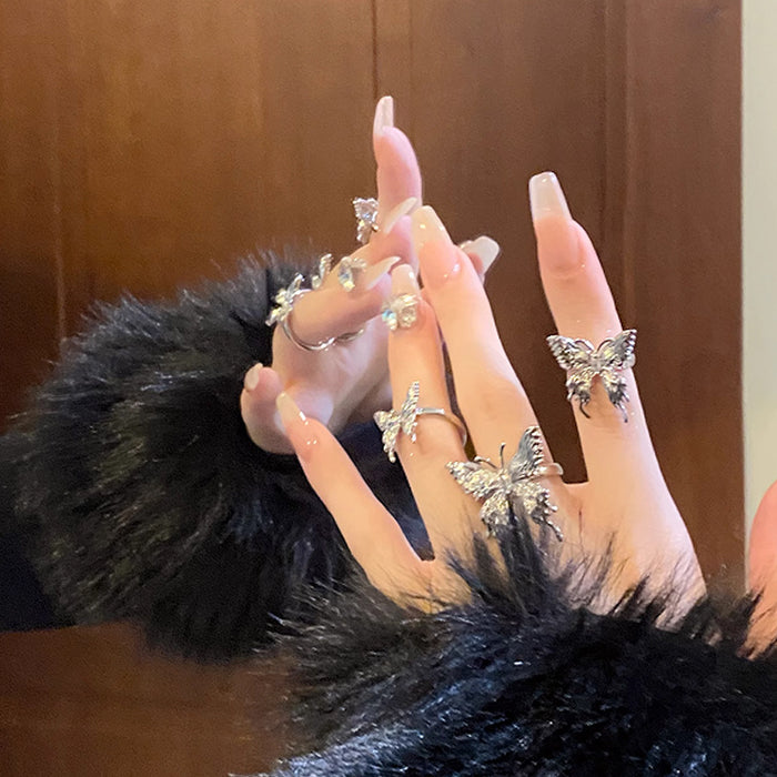 Wholesale Butterfly Open Ring, niche design, pleated light luxury ring