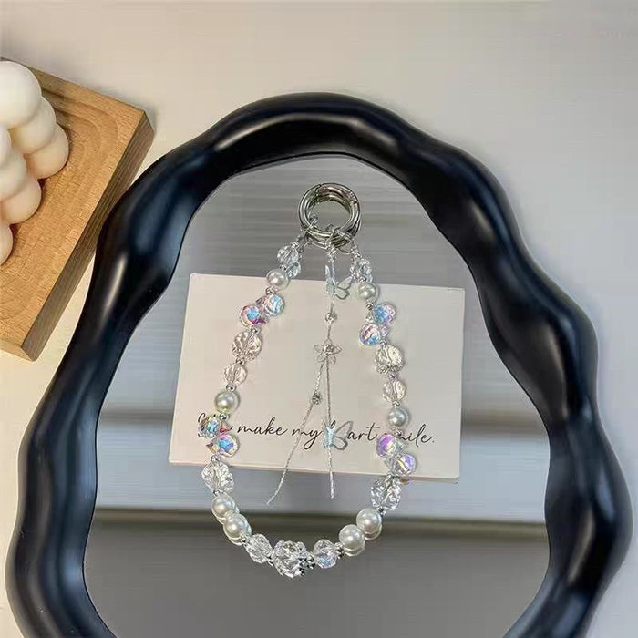 Wholesale Butterfly Tassel Chain Portable Wrist Mobile Phone Keychain Bag Pendant