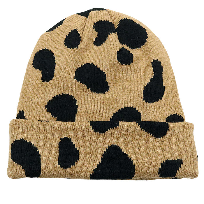 Wholesale Cow Leopard Print Jacquard Acrylic Wool Knitted Hat JDC-FH-HaiPu012