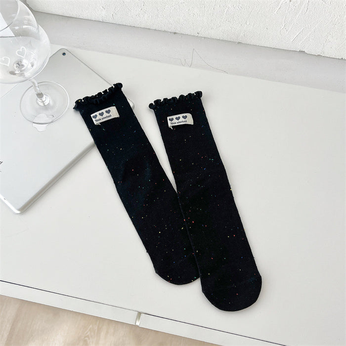 Wholesale New Socks, Children's Middle Socks, Love Cloth Label Accessories, Stacked Socks