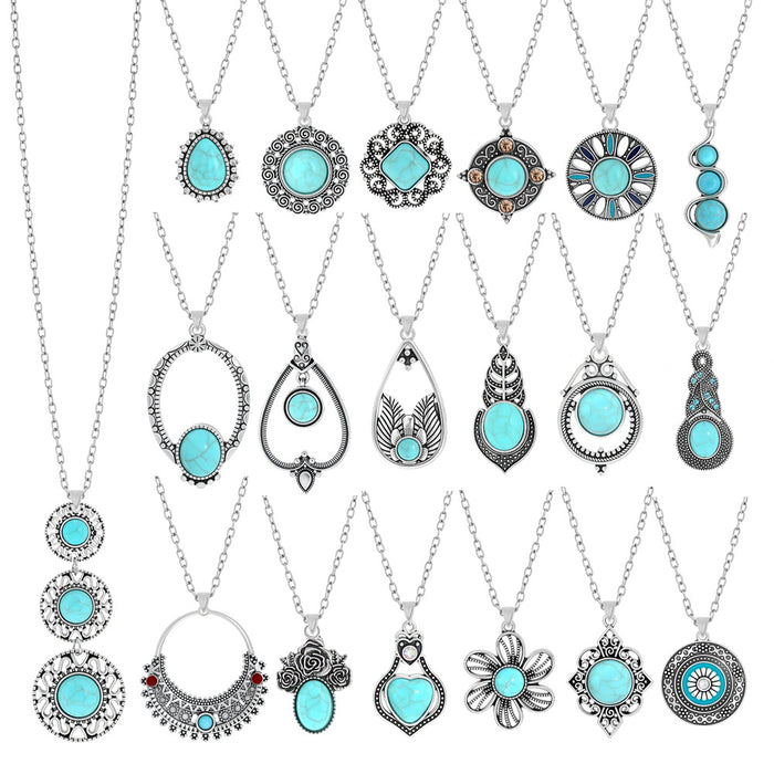 Wholesale Bohemian Love Heart Pendant Necklace Vintage Ethnic Style Fashion Accessory MOQ≥2