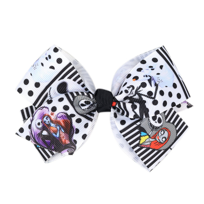 Wholesale Halloween Pumpkin Series Printed Bow Hairpin JDC-HC-QiuN016