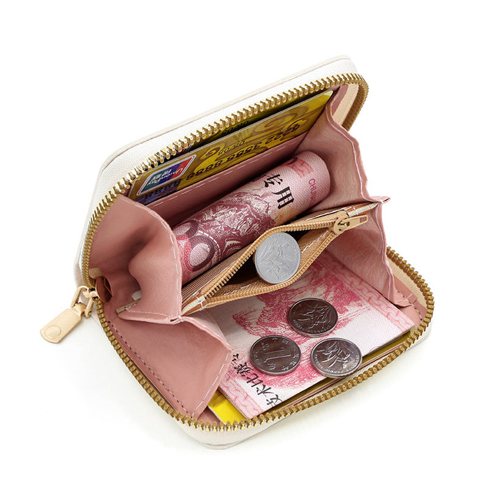 Wholesale cute fresh sweet women's wallet cartoon PU leather embossed wallet coin purse short pull wallet