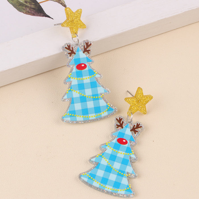 Wholesale Christmas Acrylic Earrings,  Earrings,  Personalized Five-Pointed Star Leopard Print Antlers,  Snowflake Earrings