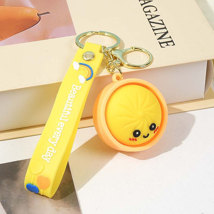 Wholesale Cartoon Steamed Bun Squeeze Toy Keychain - Soft Glue Stress Relief Pendant MOQ≥2