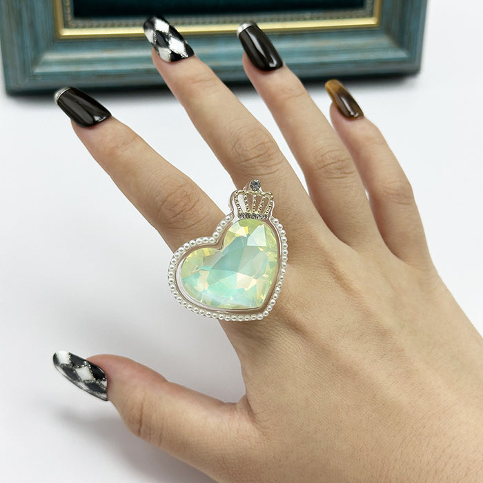 Wholesale New Light Luxury Crown Love Niche Design Ring Jewelry Colorful Shining Ring